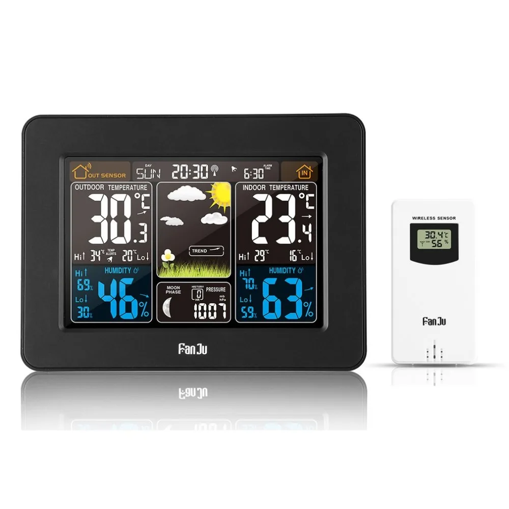 Electronic Digital LCD Desk Clock Wireless Weather Station Forecast Temperature Humidity Barometer Monitor Table | Дом и сад