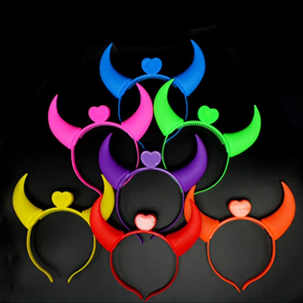 Хэллоуин костюмы дьявола рога светодиодный фонарик красочные детские обручи для