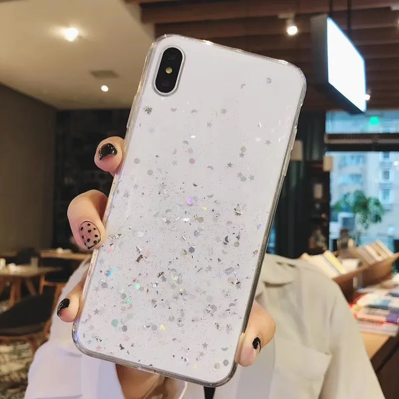 Модный Блестящий чехол с блестками для iphone 11X8 7 Plus 6 6s SE 2020 X XR XS MAX эпоксидная звезда