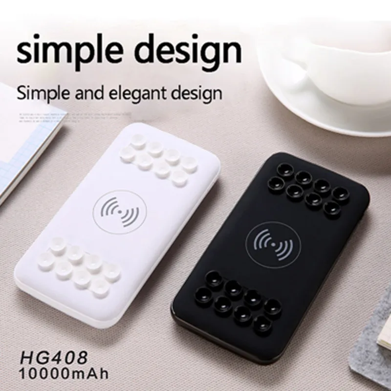 Power Bank 10000 mAh Беспроводная зарядка сокровище всасывание стиль свет Портативное