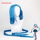VEVEFHUAG LOL костюм Джинкс парики Для женщин синий двойной хвост косы в стиле Рапунцель для маленьких девочек 120 см для Хэллоуина Вечерние