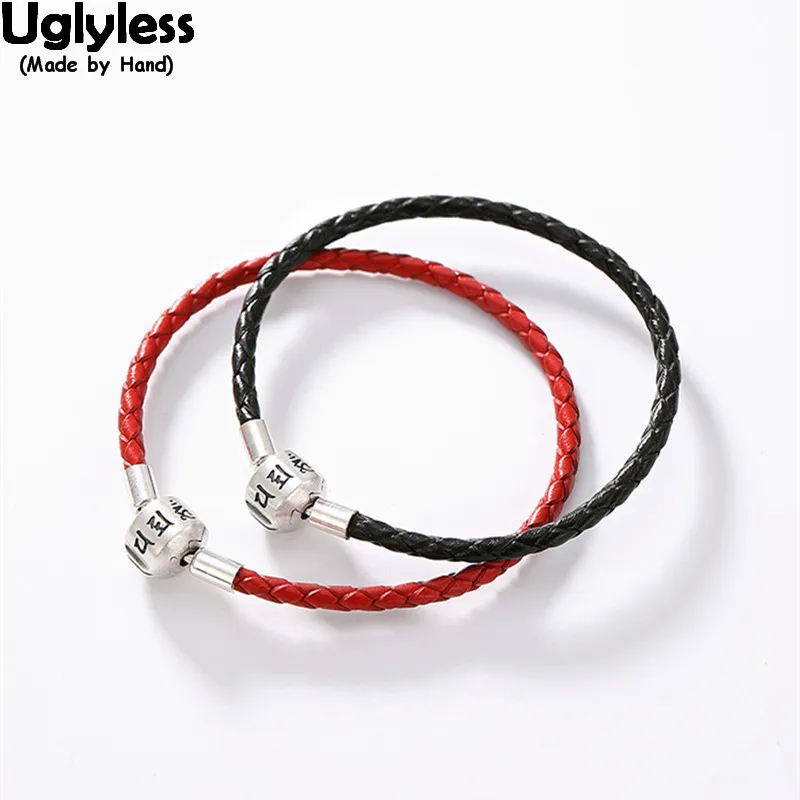 Браслет Uglyless 100% серебряные бусины 925 пробы нейтральные красные кожаные браслеты