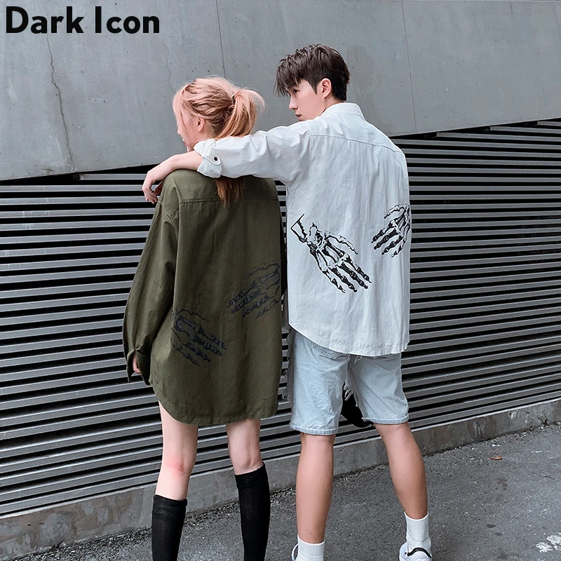 Темный логотип Ghost напечатаны вручную под воротником мужские рубашки 2019 осенние