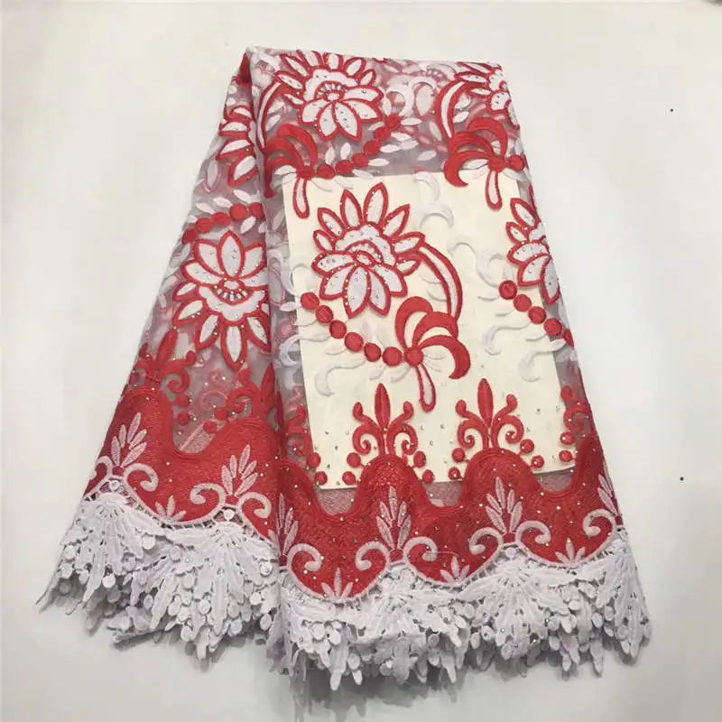 African french lace flower tulle nigerian wedding white fabric embroidery ML1N799 | Дом и сад