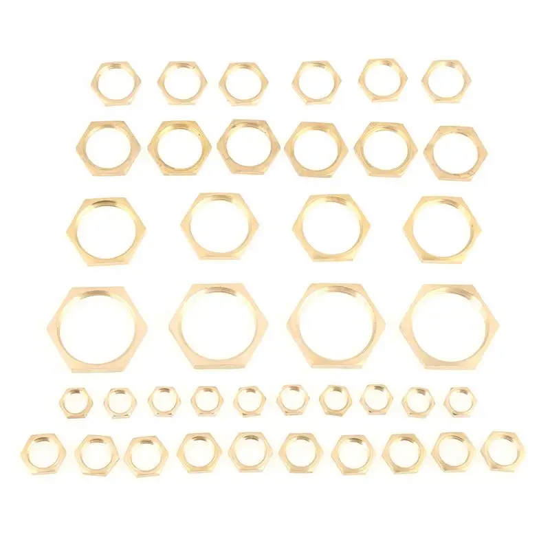 40 шт./лот латунные гайки с шестигранным замком G1/8 G1/4 G3/8 G1/2 G3/4 G1 фитинги для труб