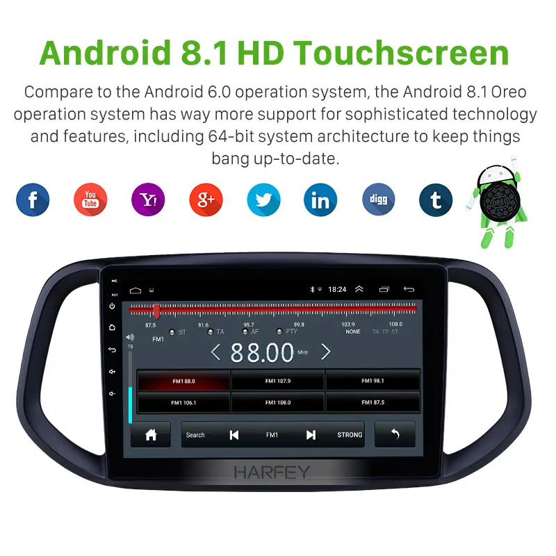 Harfey 10.1&quot GPS Radio for Kia KX3 2014 2015 2016 2017 Android 9.1 with Bluetooth WIFI Music support TPMS DVR Carplay Digital TV |