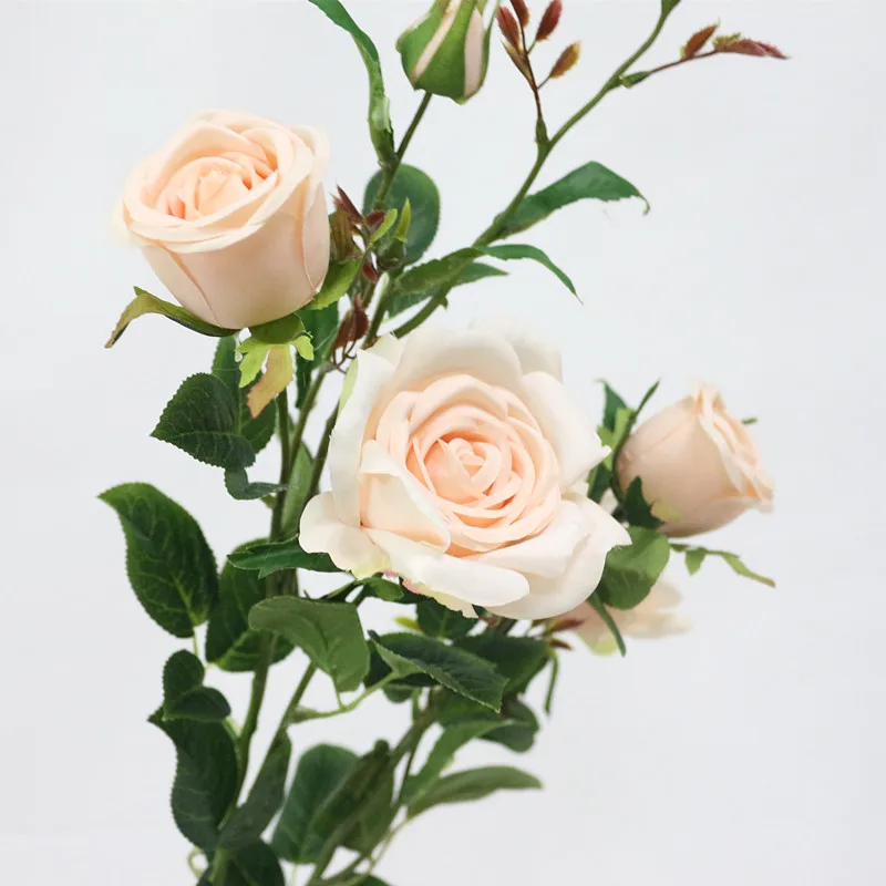 champagne Flone 6 головок Искусственные розы цветы Шелковый букет ветка искусственный цветок для свадьбы декор День Рождения Вечеринка ремесла Декор Цветы - Цвет: champagne