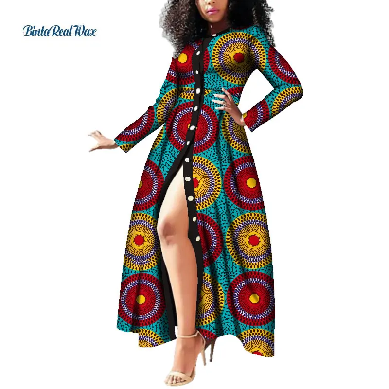 15 Африканские платья для женщин с восковым принтом, длинные платья Vestido Bazin Riche Dashiki, женская одежда в африканском стиле WY3785 - Цвет: 15