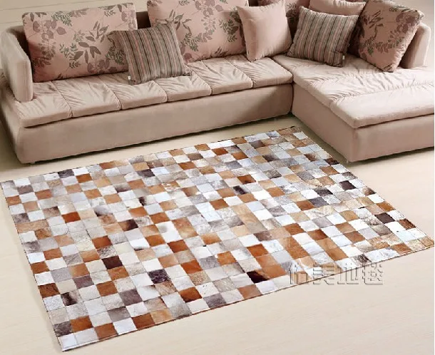 

Fashionable art carpet 100% natural genuine cowhide leather rug importers