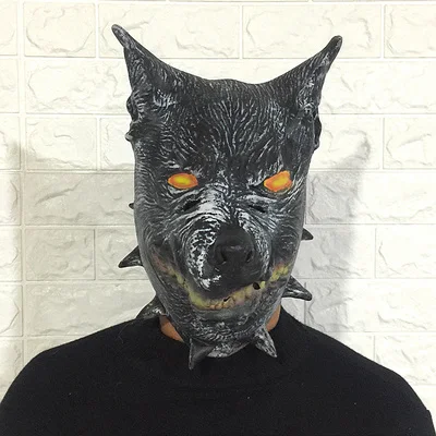 Wolf Хэллоуин Карнавал зверополис косплей костюм реквизит рыба кролик Джуди верблюд панда кенгуру Ленивец ящерица Бегемот Латексная Маска животных - Цвет: Wolf