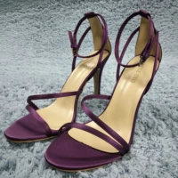women stiletto thin high heel sandal sexy ankle strap buckle open toe purple satin party bridals ball lady shoe 5186 9