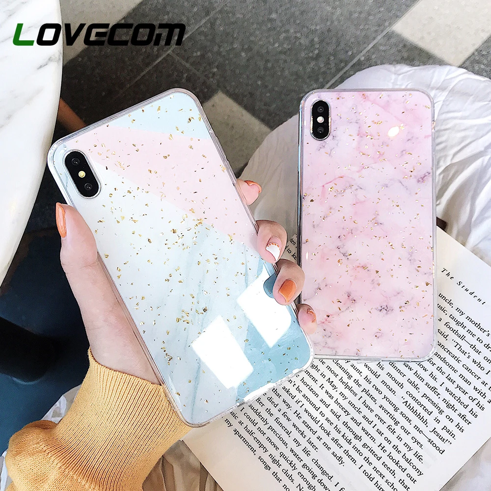 Роскошный чехол LOVECOM с золотым порошковым мраморным рисунком для iPhone 12 Mini 11 XS Pro Max