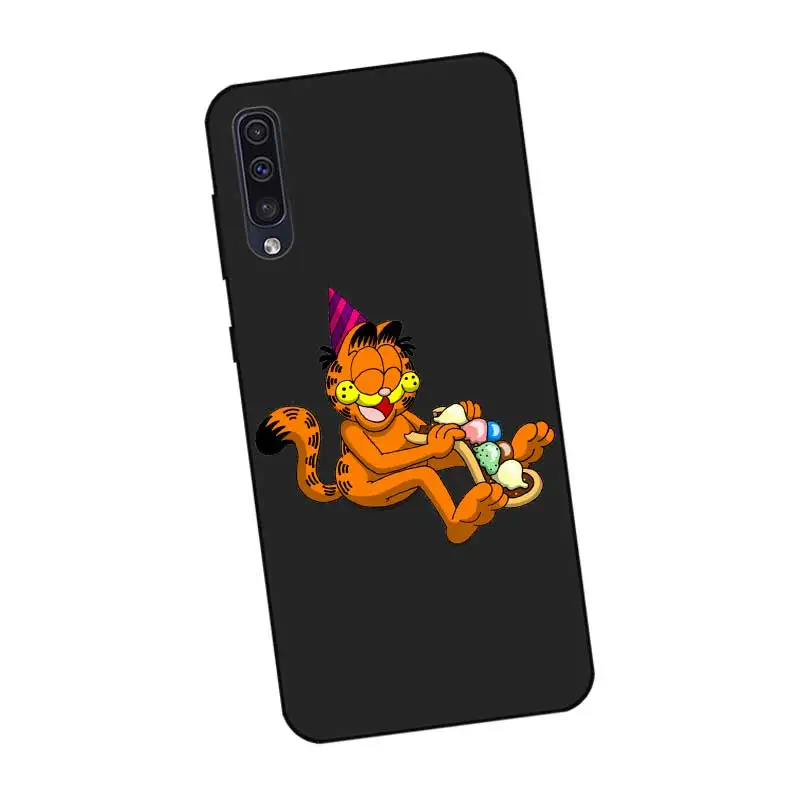 N326 рисунком героя мультфильма &quotГарфилд&quot Черный силиконовый чехол для samsung Galaxy