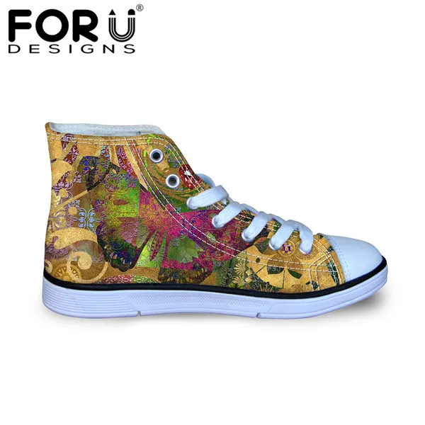 W1333AK FORUDESIGNS/женские кроссовки; коллекция года; парусиновая обувь с высоким берцем и принтом животных; повседневная обувь на плоской подошве; женская обувь на шнуровке - Цвет: W1333AK