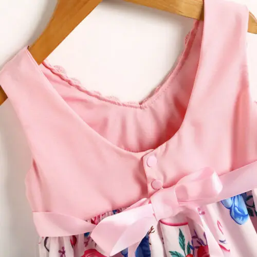 2019 Brand New Summer Kid Baby Girls Sweet Floral Sleeveless Cotton Dress Party Sunsuit Outfits | Детская одежда и обувь