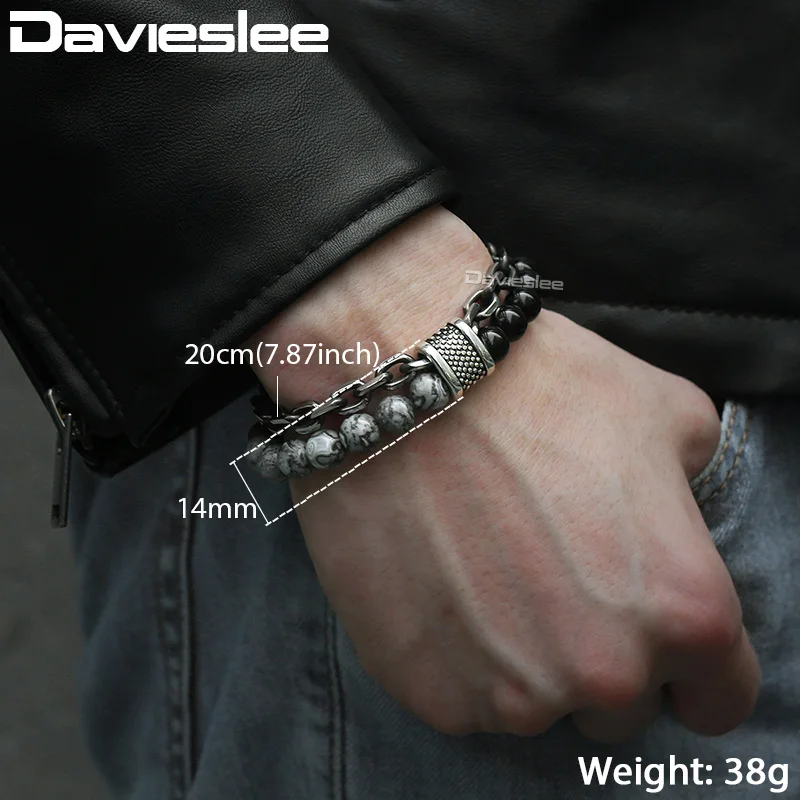 Браслет-цепочка Davieslee LDBM24 мужской из нержавеющей стали длина 14 мм | Украшения и
