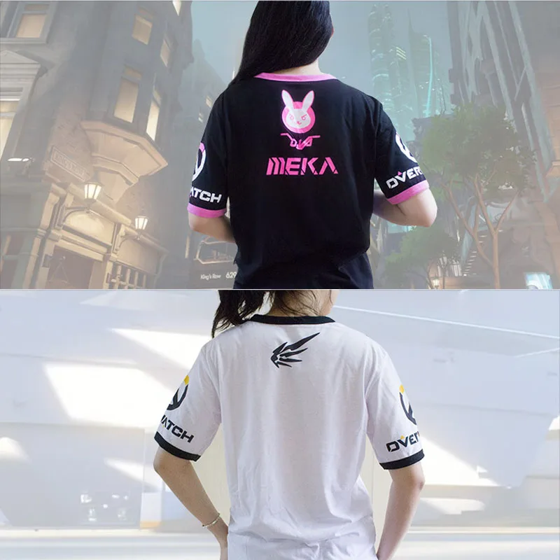 Футболка Coshome OW D.VA футболка для косплея кролика Dva Аниме Костюмы топы мужчин и