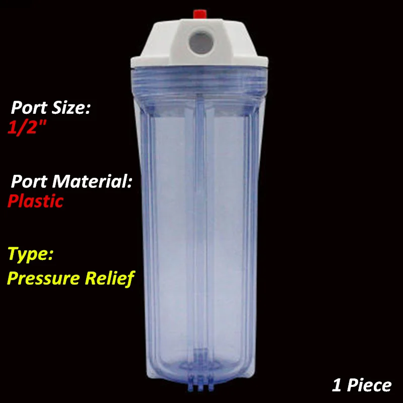 PR Plastic Port 4 Сброс давления 10 дюймов стандартный фильтр для чистой воды корпус латунный порт 1/" 3/4" для обратного осмоса питьевой системы - Цвет: PR Plastic Port 4