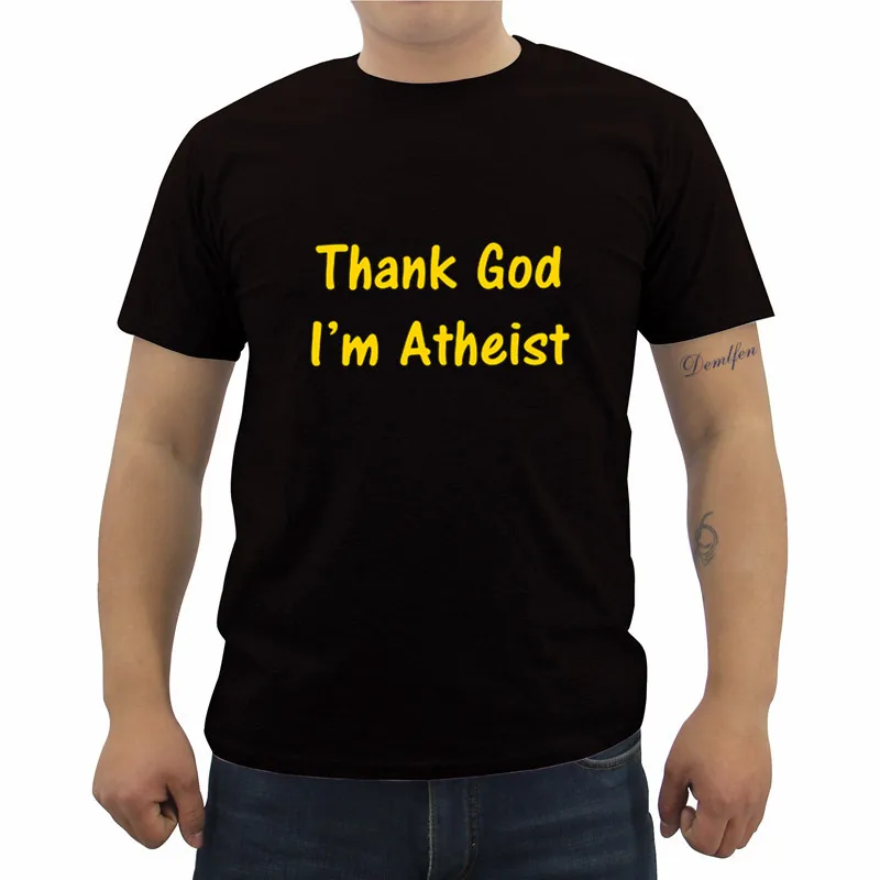 Мужская футболка с забавным принтом Thank God I'm An Atheist подарок надписью Religion Science