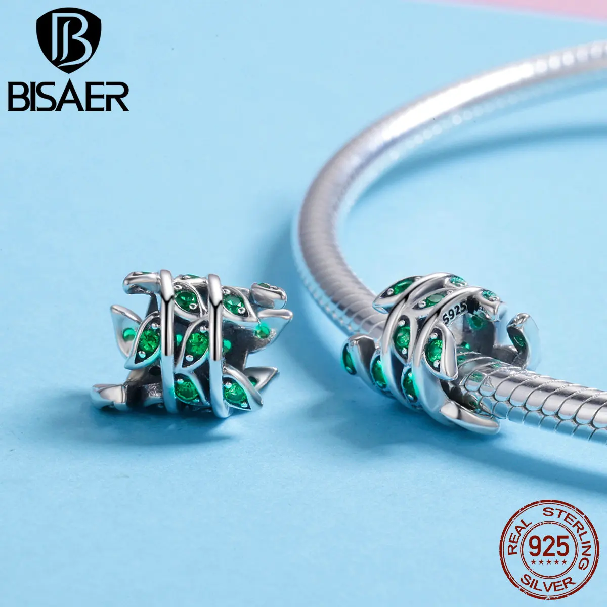 BISAER горячая Распродажа 100% 925 пробы серебро Chili Tree Leaves Charm of Life бусины подходит для