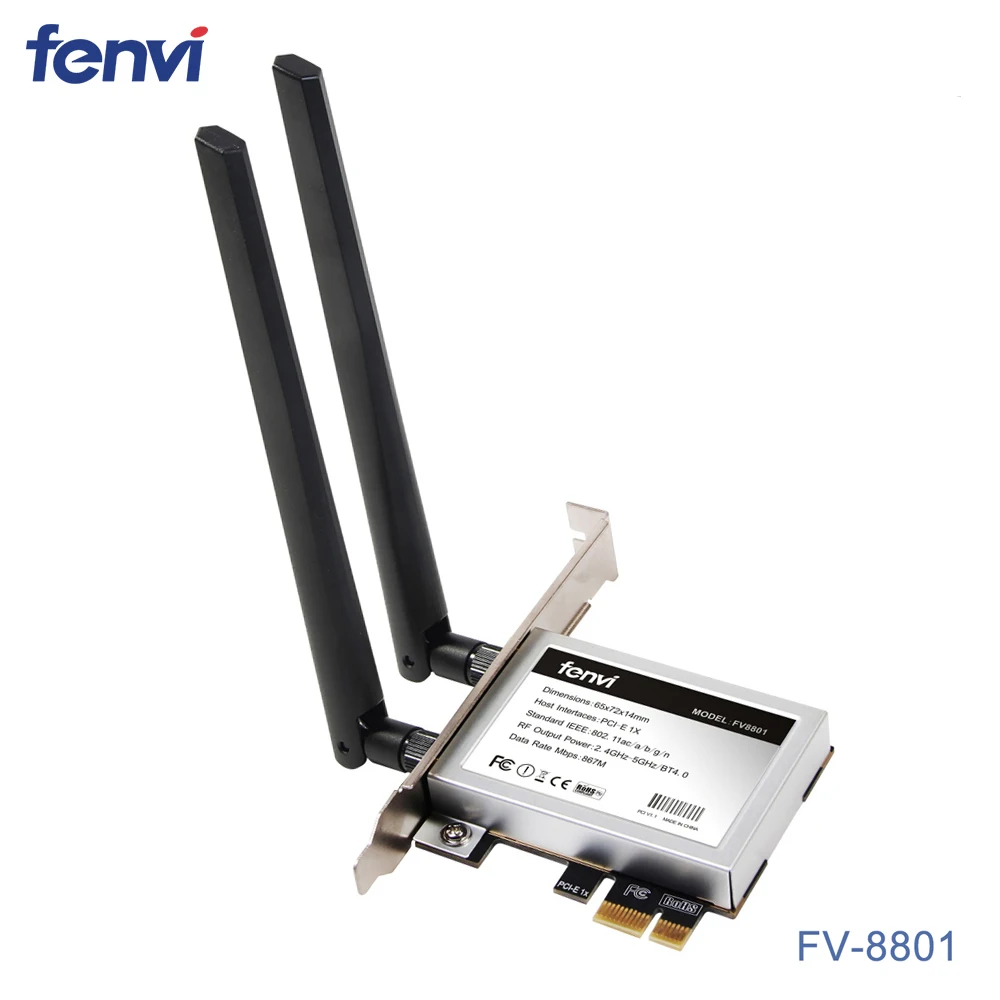 Беспроводной адаптер Fenvi PCI E Wifi двухдиапазонный 867 Мбит/с 802.11ac с Intel 7260 8265 AC Wi Fi