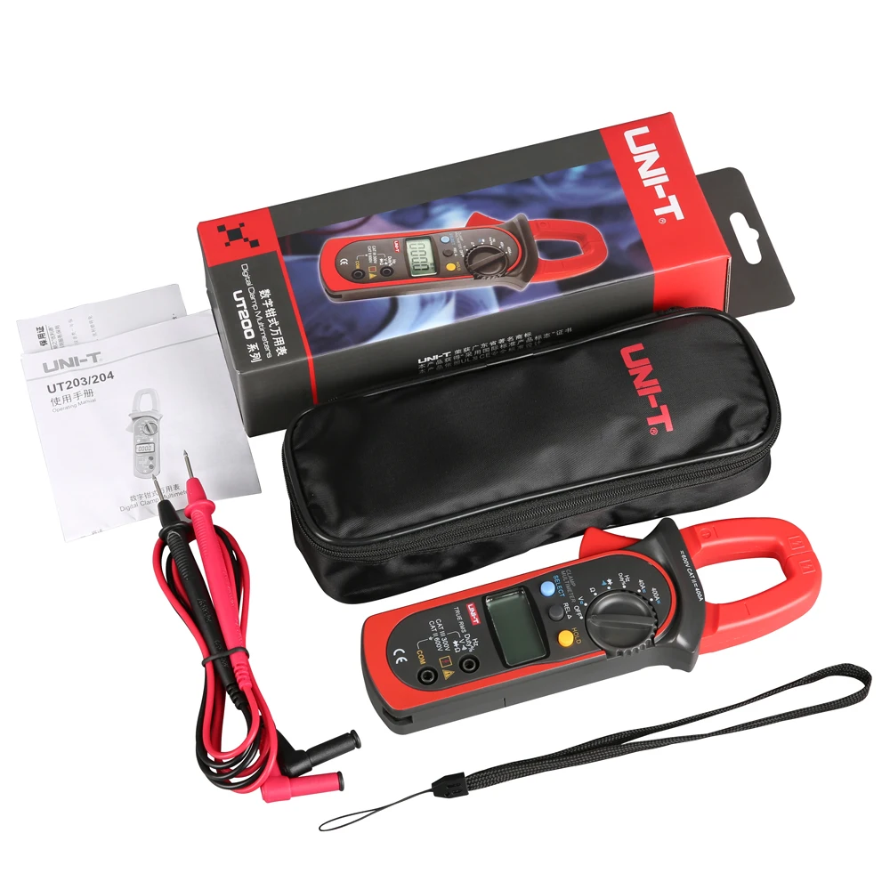 Uni-T UT204 3/4 Digit True RMS Auto-Ranging AC DC Digital Handheld Clamp Meter Multimeter Free shipping