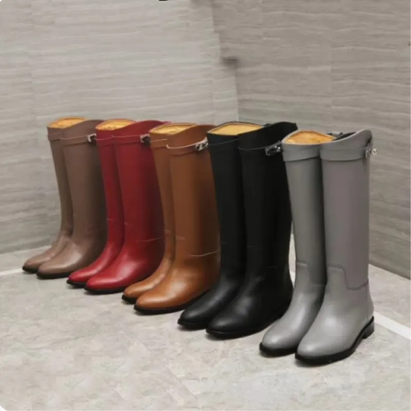 

Fashion leather platform high quality Roman style women's motorcycle boots outdoor casual shoes black wine red leather patent le