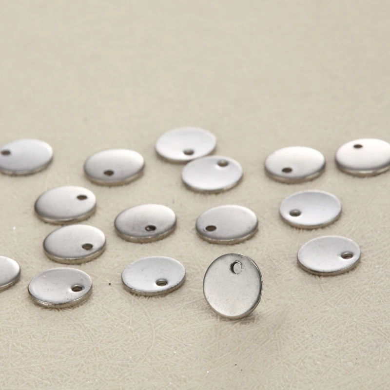 100 шт./лот лазерная гравировка на заказ из нержавеющей стали Charm 8mm круглая бирка