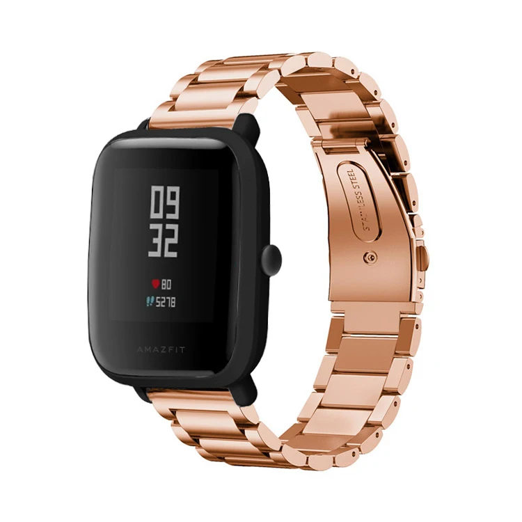 20 мм браслет для Amazfit ремешок стальной ремень для Xiaomi Huami Amazfit Bip Молодежные умные часы ремешок металлический браслет из нержавеющей стали