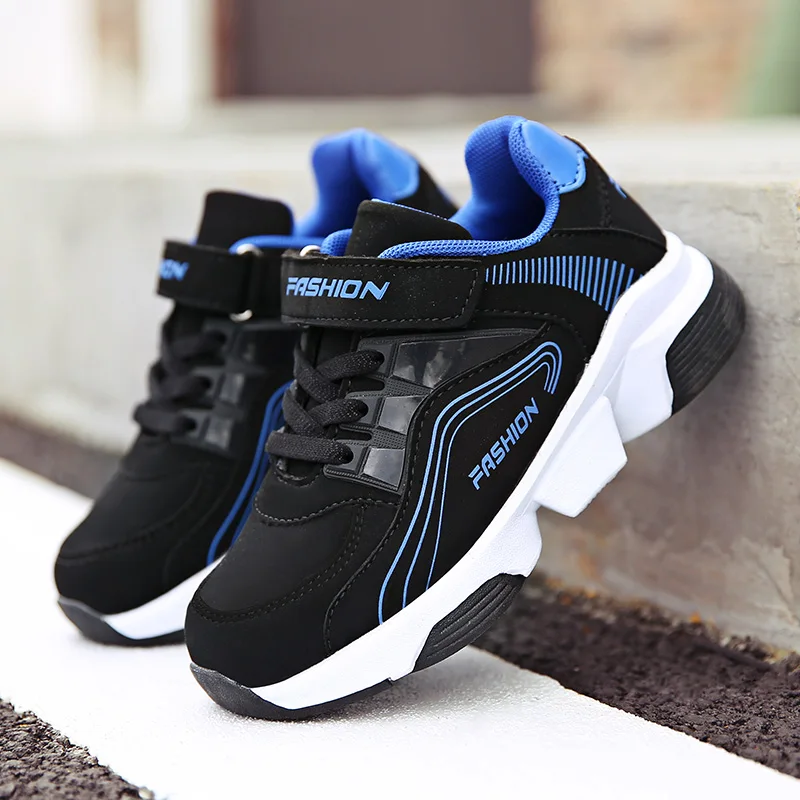Черные кроссовки для мальчиков Детские из искусственной кожи спортивная обувь