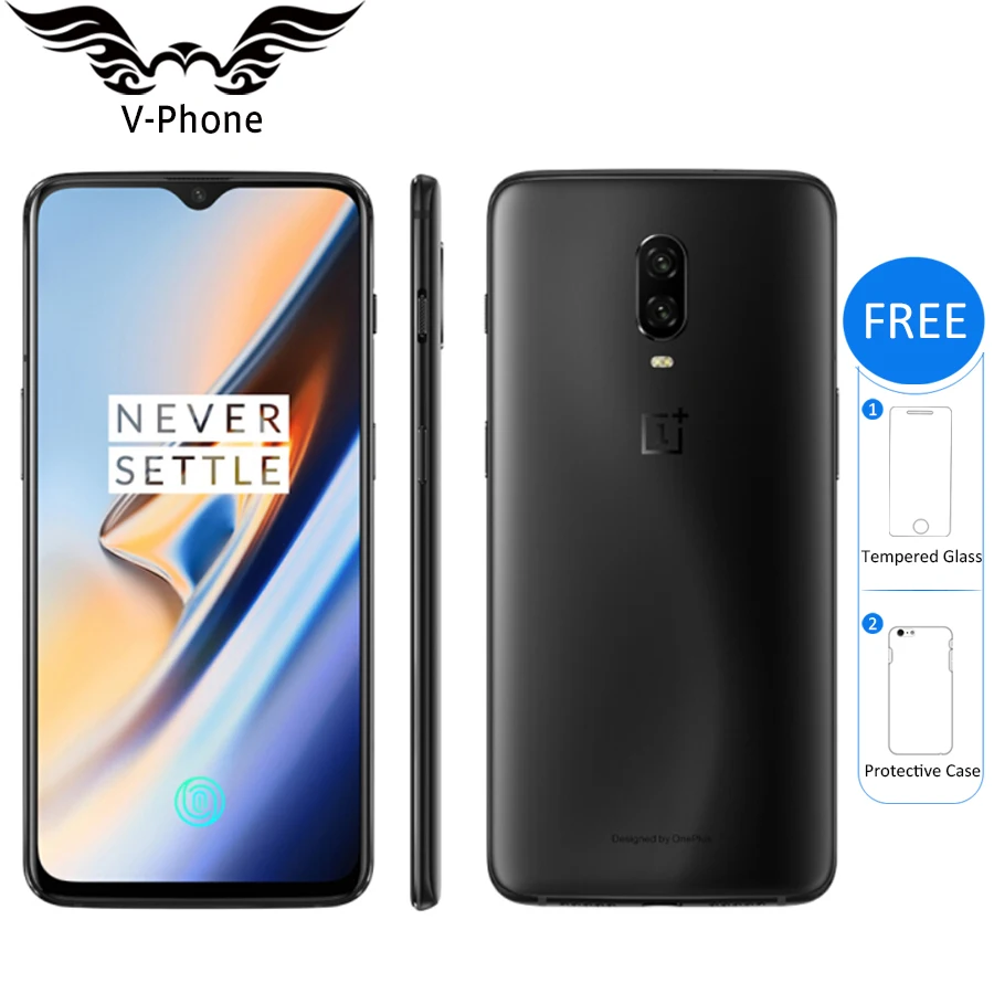 Чехол из ПВХ для Oneplus 6T A6010 8 Гб Оперативная память 128 Гб Встроенная память Мобильный телефон Snapdragon 845 Octa Core 6,4" двойной Камера Экран разблокировать NFC Android-смартфон