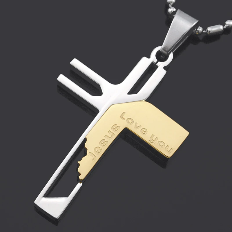ATGO рождественский подарок мужские ювелирные изделия Love you Jesus Cross Подвески