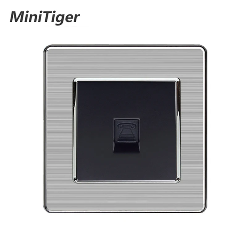 Minitiger 1 банда RJ11 2 ядра телефонный разъем Роскошная розетка из нержавеющей стали