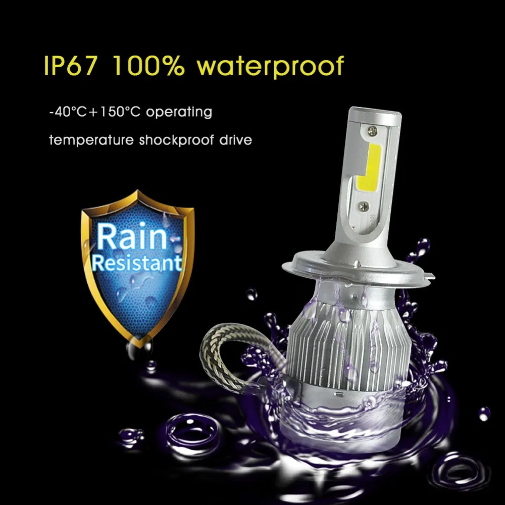 Одна пара H1 LED H7 H4 H11 H3 HB4 H8 H27 HB3 9005 9006 881 Авто C6 Автомобильные фары лампы 72 Вт 7600LM