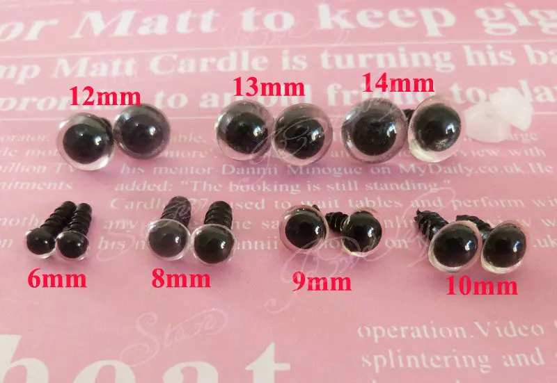 

Clear round shape plastic toy eyes with washer for animal dolls accessories---6mm-8mm-9mm-10mm-12mm-13mm-14mm