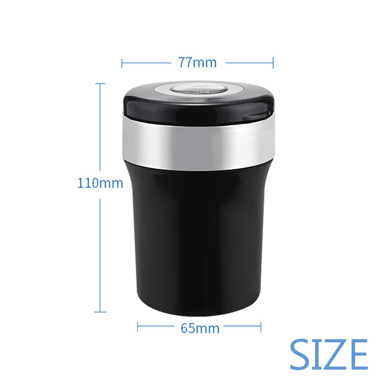 Овере 1 шт. Черный Автомобильный светодиодный пепельница авто компас светильник