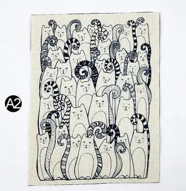 ZENGIA 14x18 см, ручная окрашенная ткань с рисунком кота для сумок, Лоскутная хлопковая декоративная холщовая ткань для сумок/картин/украшений - Цвет: H11-2