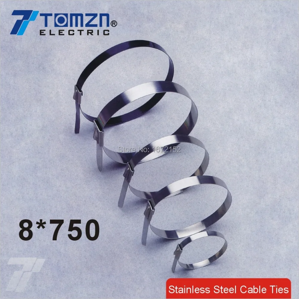 

100pcs 8mmx750mm STAINLESS STEEL ZIP CABLE TIES High Corrosion Resistance