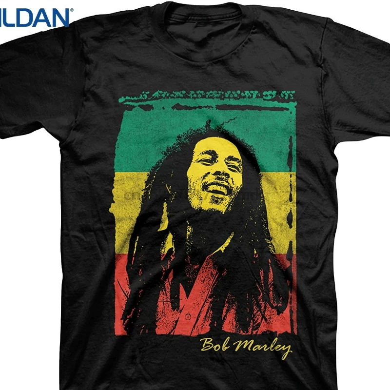 Летняя новая модная мужская футболка в полоску с коротким рукавом Bob Marley | Мужская