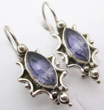 Серебряные дизайнерские IOLITE Красивые Висячие серьги 2,6 см религиозные украшения вариации - Окраска металла: IOLITE