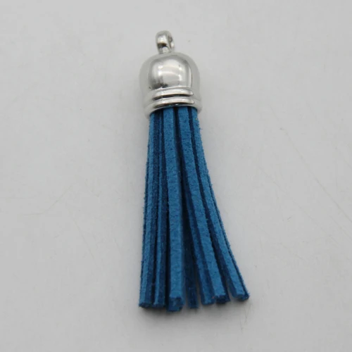 Deep Blue as photo 10 шт. 55 мм винтажные серебряные бахрома кожа кисточки для DIY ювелирных изделий серьги аксессуары брелок Мобильный телефон ремни кулон - Цвет: Deep Blue as photo