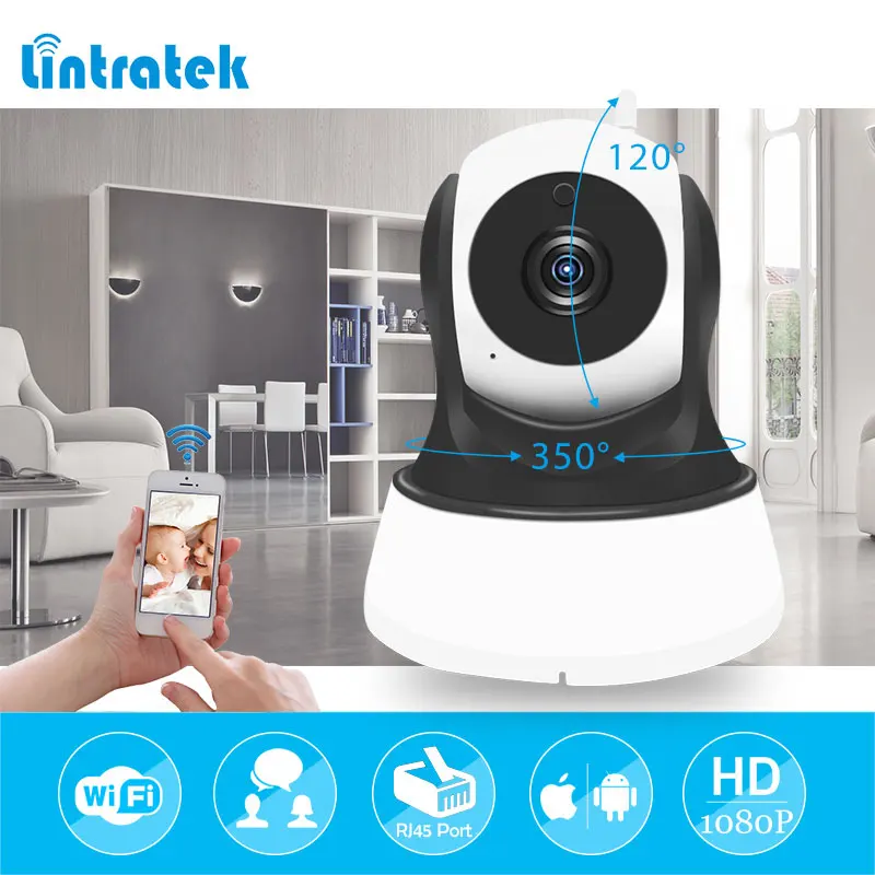 Lintratek 1080P камера видеонаблюдения IP Wifi Беспроводная Домашняя безопасность детский