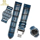 Ремешок для часов из натуральной кожи, 182022 мм, с ковриком, синий, мужские ремешки для часов