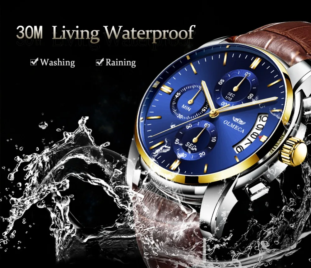 Часы наручные мужские кварцевые с кожаным ремешком брендовые Роскошные