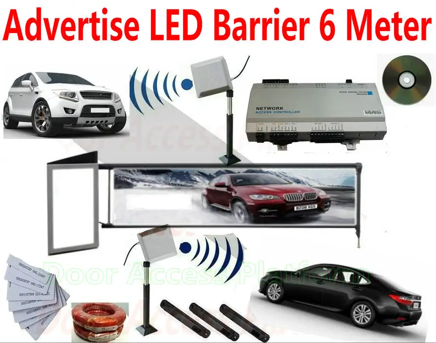 Реклама + светодиодные барьерные ворота Полный комплект с одноканальным входом
