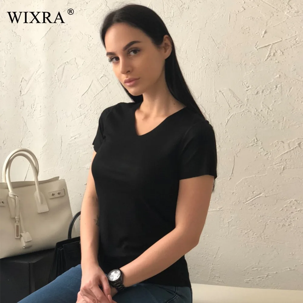 Женская Базовая футболка Wixra с v образным вырезом Новинка лета 2018 Женские