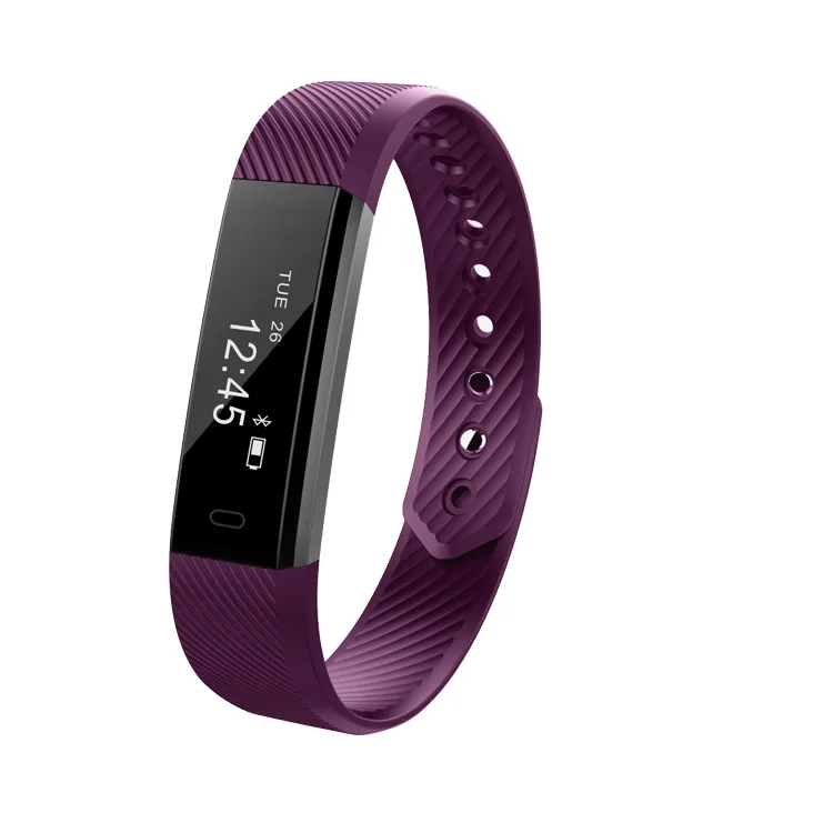 Purple ID115 смарт-браслеты фитнес-трекер умный Браслет Шагомер Bluetooth Smartband водонепроницаемый монитор сна наручные часы - Цвет: Purple