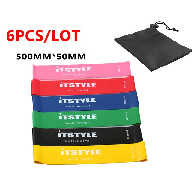 500mm 6pcs with bag Эспандеры 10 уровней доступны латексные тренажерные силовые тренажеры оборудование для фитнеса экспандер Йога резинка - Цвет: 500mm 6pcs with bag