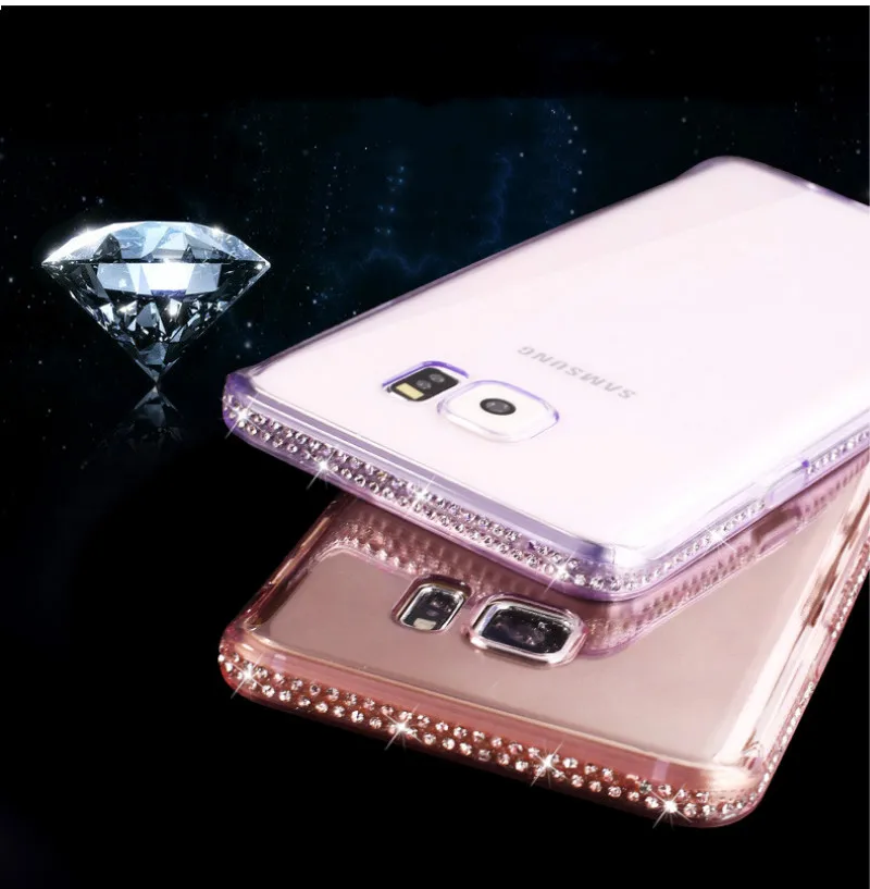 Силиконовый чехол со стразами для Samsung Galaxy S5 S6 edge блестящий милый роскошный с 3D