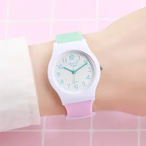 Лидер продаж милые кварцевые наручные часы контрастных цветов для девочек, женские модные простые кварцевые наручные часы для детей